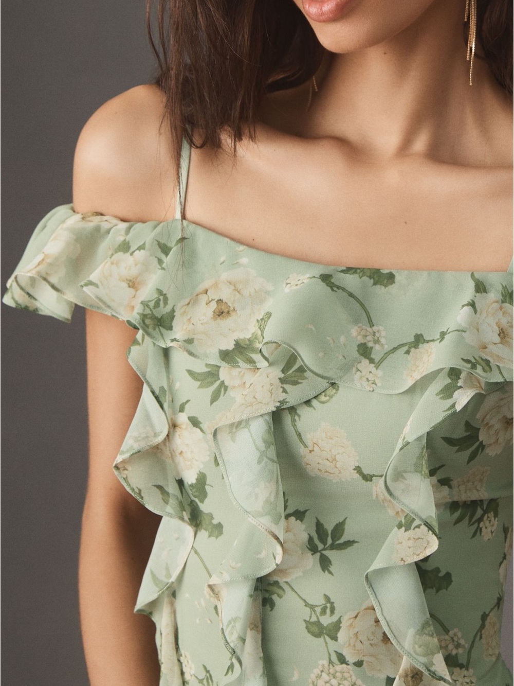 BHLDN Off-Shoulder Ruffled Chiffon Maxi Dress - Picture 2 of 5